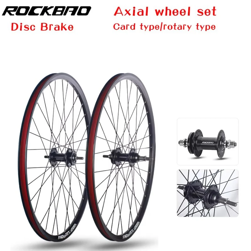 ROCKBAO 20inch Bicycle Wheelset Disc Brake 406/451 Double Aluminum Alloy Rim 2Bearings Axial Bike Wheel Set