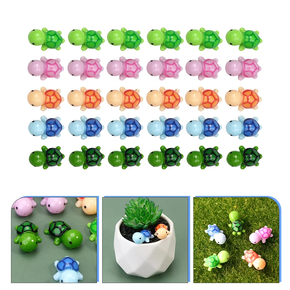 

30 Pcs Mini Turtle Decoration Resin Crafts Micro Landscape Model Miniature Ornaments Statue Animals Figures