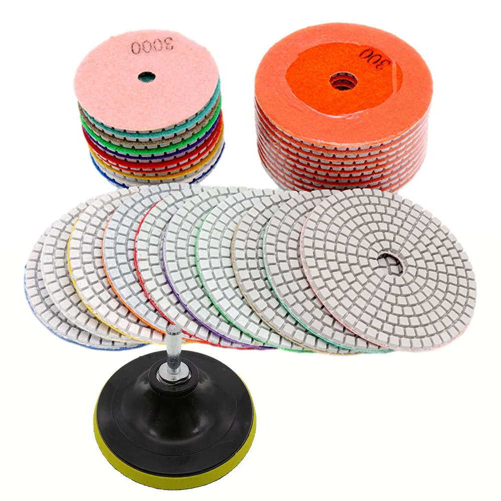 

8pcs Diamond Polishing Pads & Connecting Rod Set For Granite Marble Concrete Tiles Polishing 4Inch 50-6000 Grit