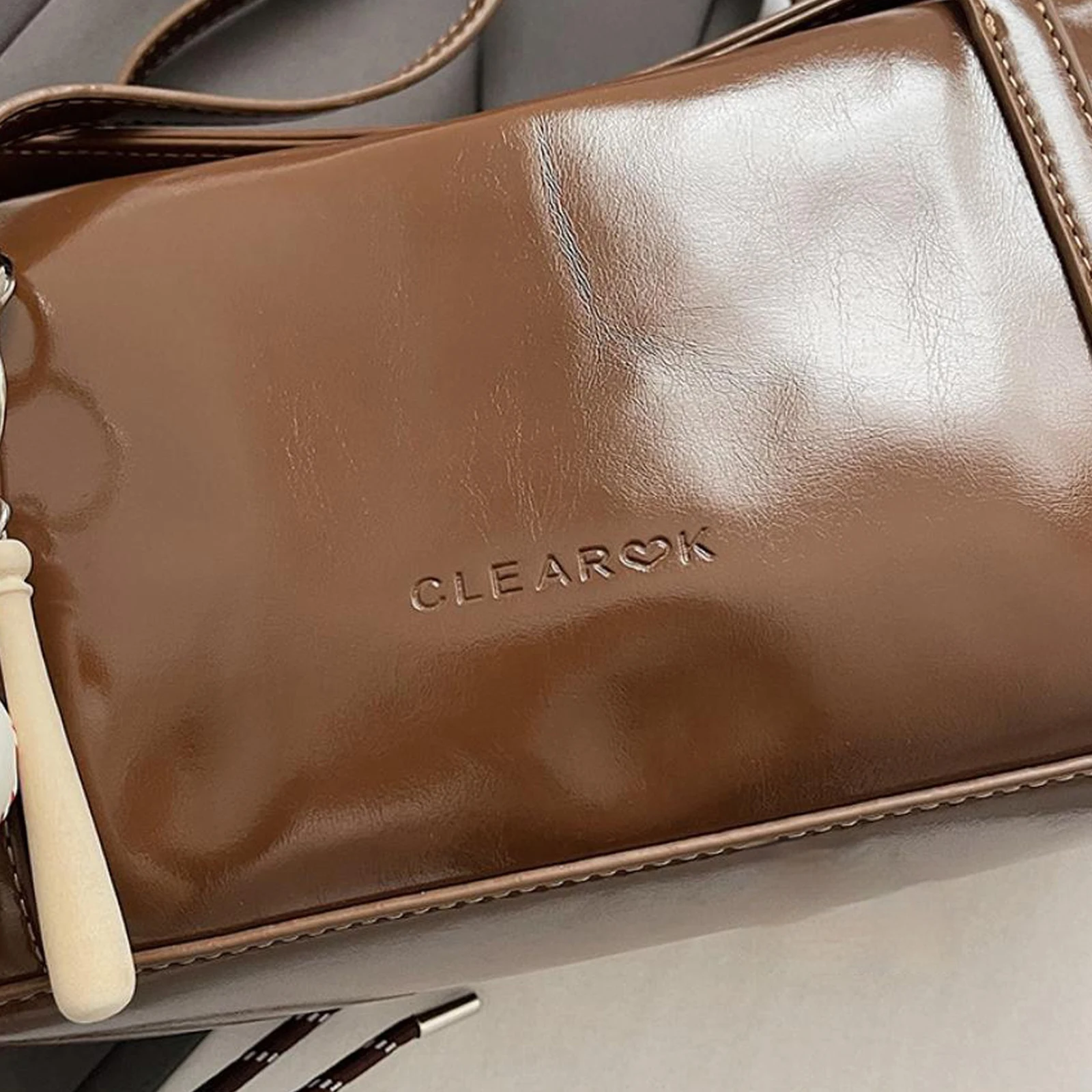 PU Underarm Bag Large Capacity Shoulder Bag with Pendant Travel Pillow Bag for Women Everyday Use