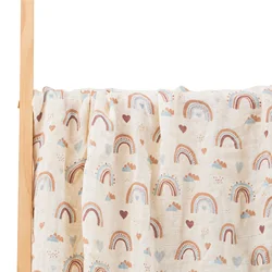 Luxurious Soft Muslin Bamboo Cotton Baby Swaddle Blanket - Fashion Printed, Multi-Function, 120x110cm - 120X110CM (BC32)