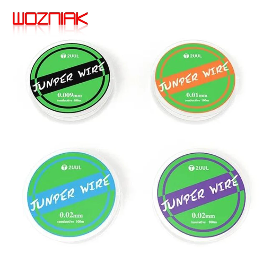 2UUL 초극세 점퍼 와이어, 100m FX-001 0.01mm FX-0009 0.009mm FX-002 0.02mm 전도성 및 FX-002A 0.02mm 절연 플라잉 라인
