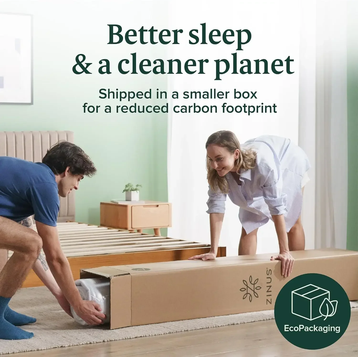 ZINUS Green Tea Memory Foam Mattress [New Version], Fiberglass free, Medium Firm Feel, Zoned Pressure Relief, Cer 3