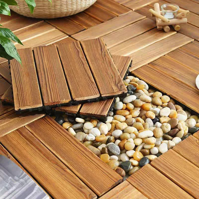 

36 Pack 12" × 12" Hardwood Patio Flooring Tile Outdoor Wood Interlocking Flooring Tile Durable Patio Tiles