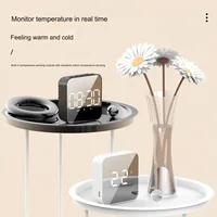 Mirror Digital Alarm Clock LED Display Snooze Wake Silent Calendar Temperature Desktop Dimmable Electronic Desk Clock Home Decor 2