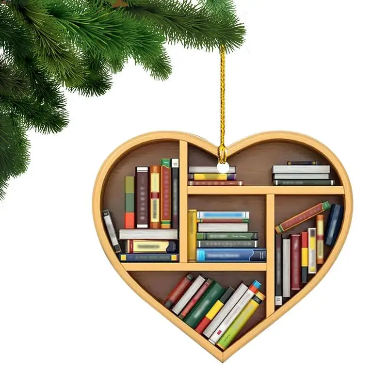 ChristmasBookshelfTreeOrnamentsHeartShapedBookcaseChristmasTree