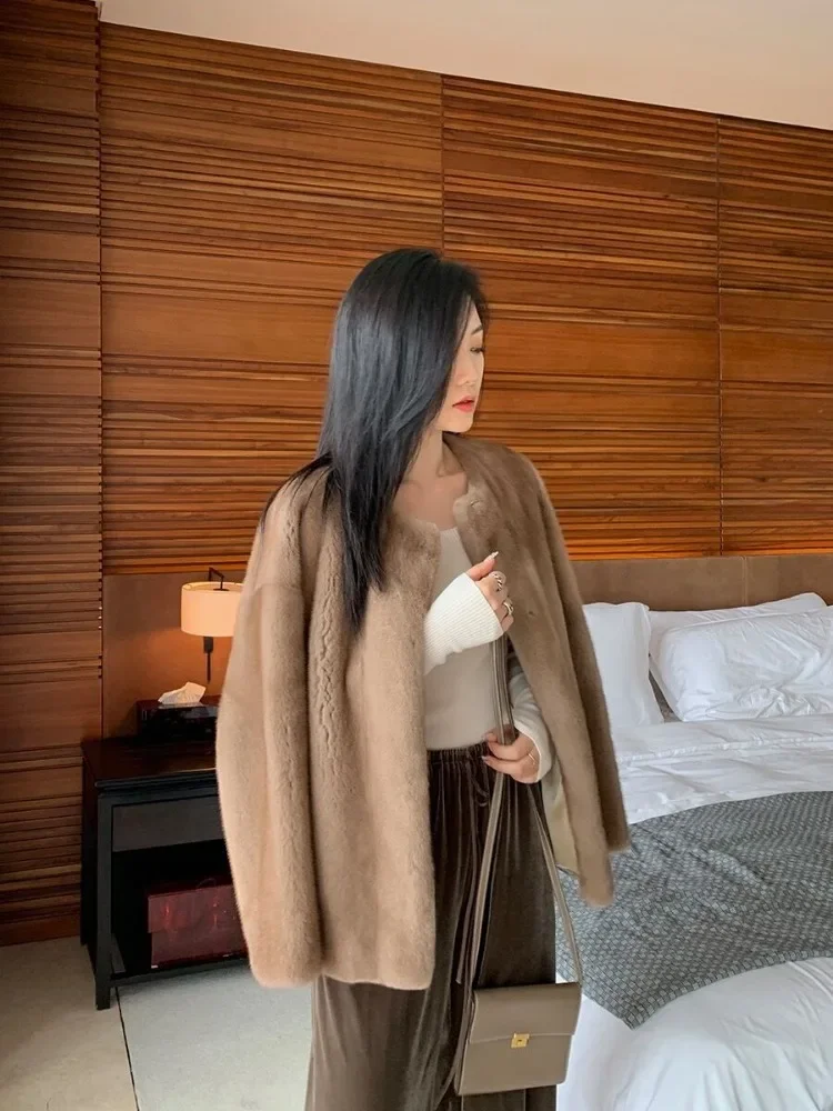 Winter Coat for Women Winter European Mink Imitation Mink Fur Coat for Women Round Neck Coat with Composite Fur Woman Clothing