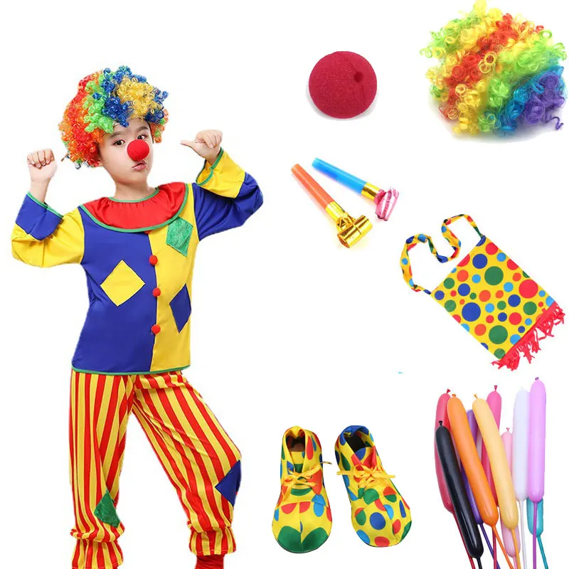 

Child Big Top Clown Costume Naughty Funny Christmas Boy Girl Joker Costume Cospaly Carnival Party Dress Up Halloween Costume