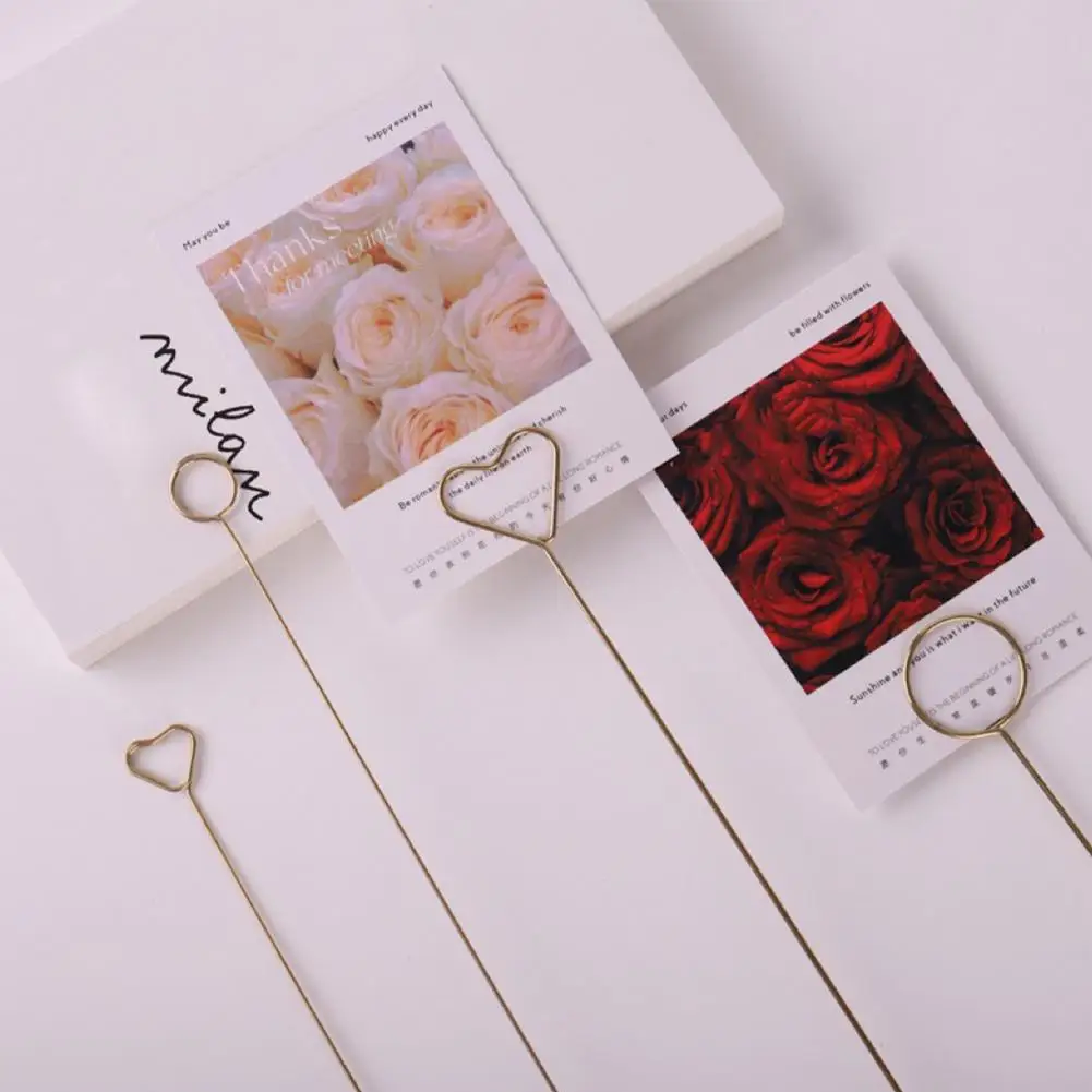 Note Holder Clip Greeting Card Holder Elegant Metal Card Holders Heart/round Shape Clips for Greeting Cards Floral Arrangements