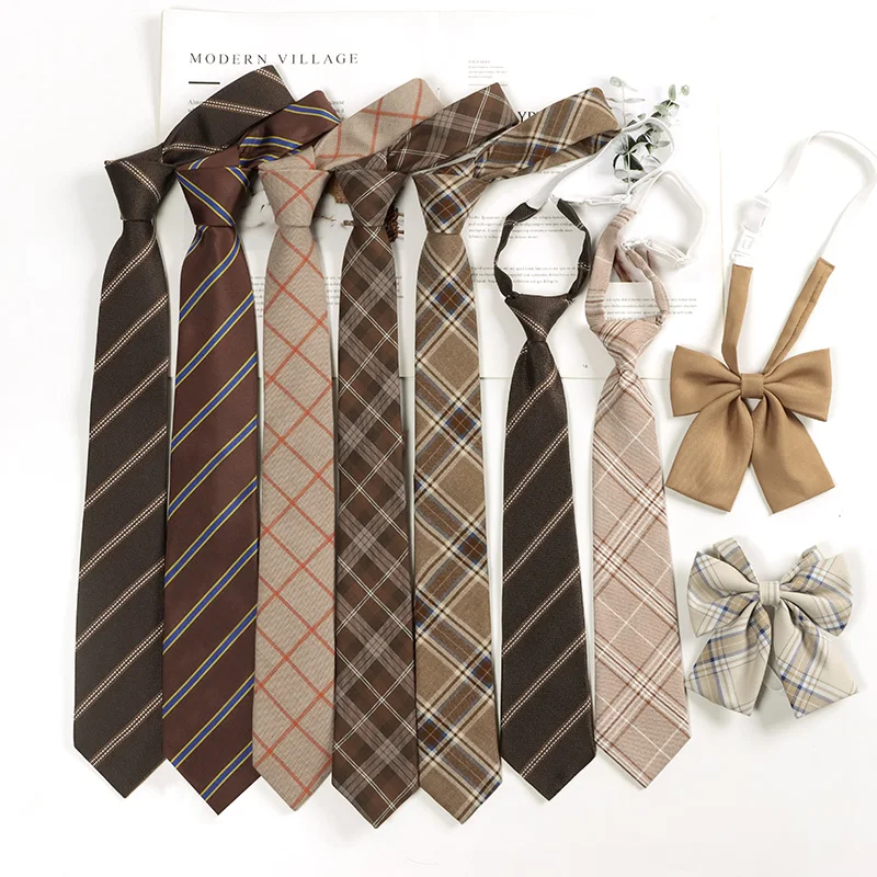 Retro Plaid Striped Lazy-Free Japanese Style Tie Women's Junior Wear Bow Tie College Style Men's Fashion bow tie
