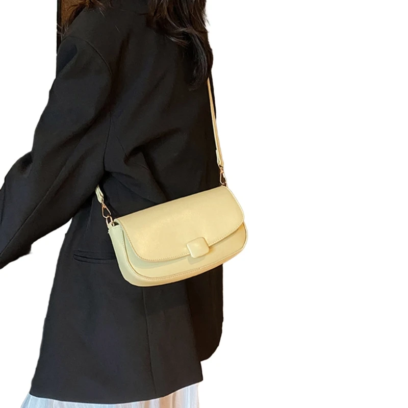 Shoulder Bag Large Capacity Fashion Trendy Bag for Women Girl Solid Color PU Bag