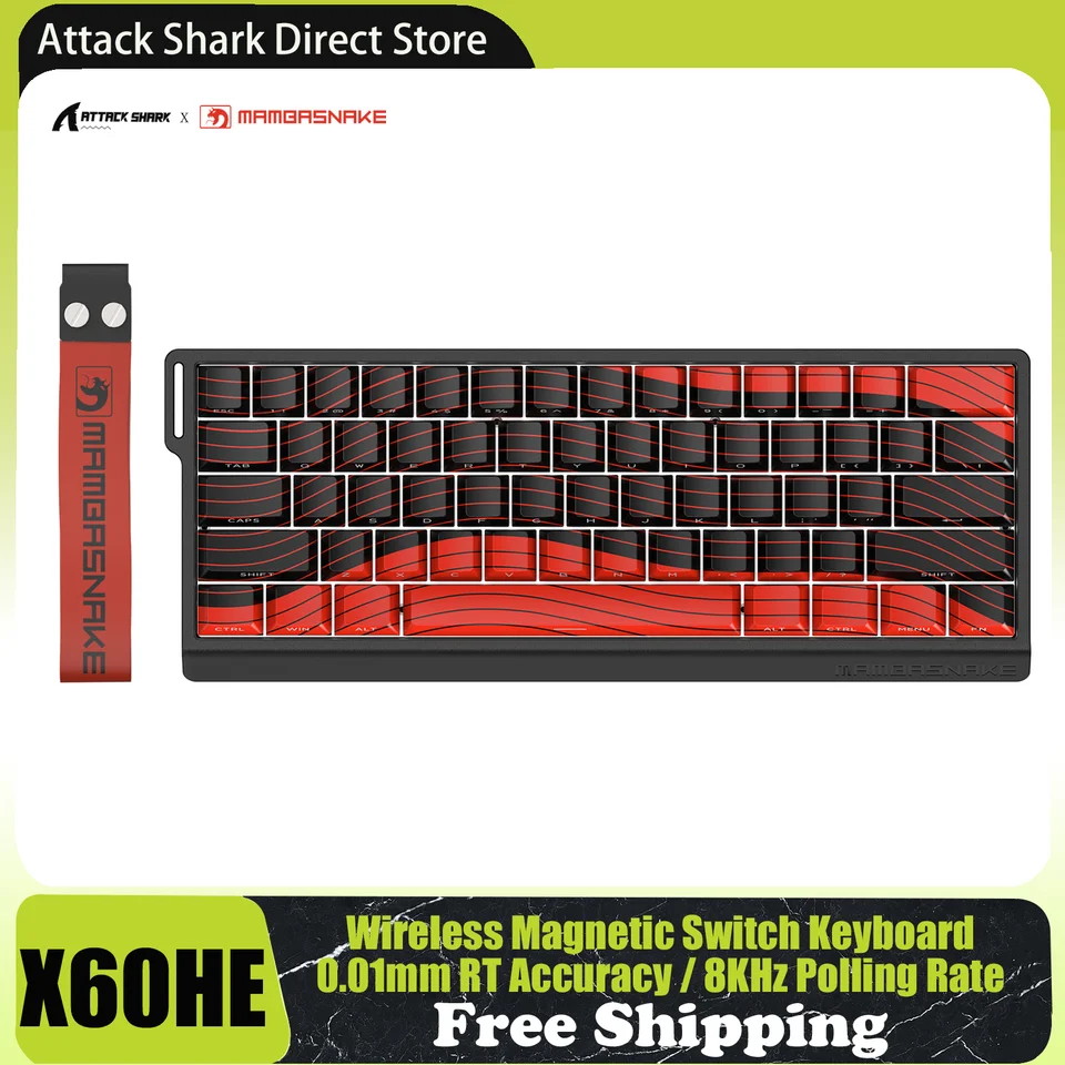 MAMBASNAKE X60HE Rapid Trigger Wireless Gaming Keyboard, 0.01mm RT