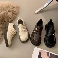 Comemore 2024 1950s French Style Small Leather Shoes Women English Style Retro One-band Marilyn Shoes Spring Soft-soled Loafers 1