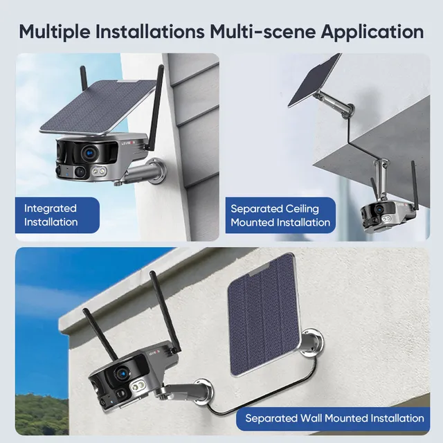 LS VISION Solar Security Camera Outdoor Dual Lens Wide View 4G/WIFI Wireless Cameras 4K/8MP Color Night Vision Human Tracking 6