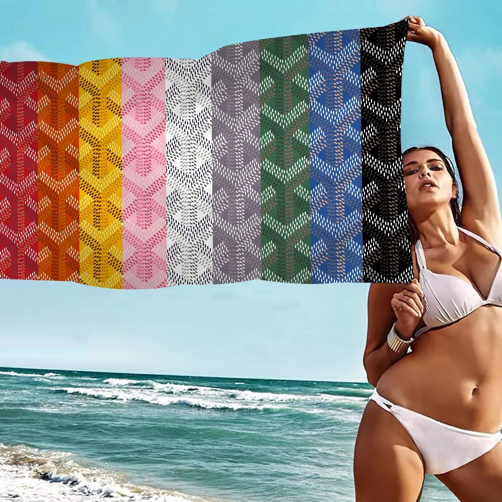 Fashion G-Goyards Beach Towel Colorful Bath Towels for Girl Microfiber Quick Dry Custom Sand Free Beach Yoga Spa Gym Pool