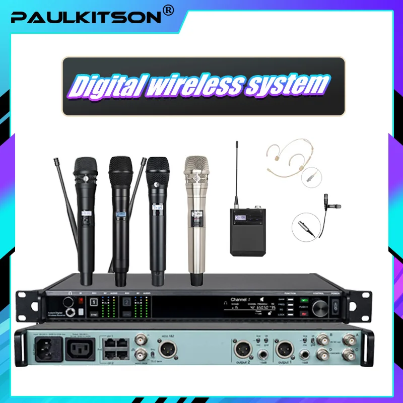 Paulkitson 600/500MHz AD4D Wireless Microphone Professional KSM9 Dual Channel Dynamic/Capacitive Microphone Stage Church Wedding