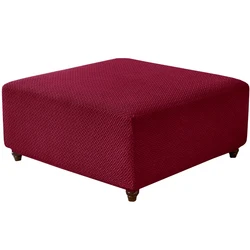 Elegant Jacquard T-Shape Ottoman Stool Cover - Elastic Slipcovers for Stylish Home and Office Decor (Burgundy)