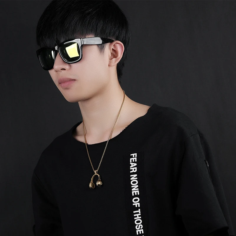 무료 팬 DJ 음악 헤드폰 펜던트 목걸이 긴 체인, 남성 여성 힙합 주얼리 록 헤드셋 목걸이 남성 선물 S110