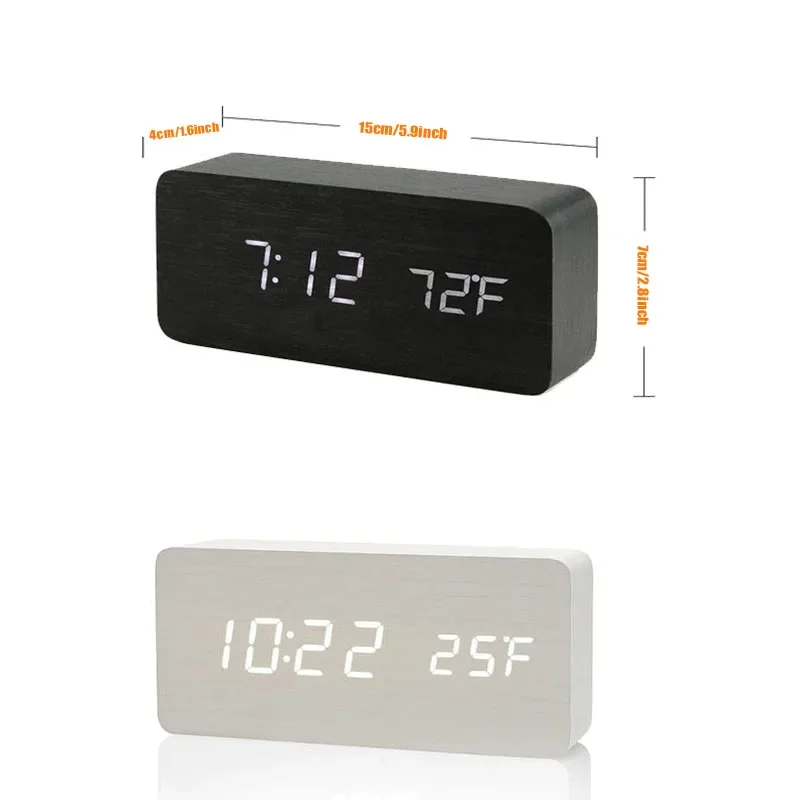 Digital Clock Weather Clock LCD Digital Clock Digital Desk Clock Digital Table Clock Mini Desk Clock Mini Weather Clock Flipping Clock Wall Clocks Retro Desk Clock Wooden Digital Alarm LED With Temperature Adjustment Table Bedroom Decoration Watch Bedside Desk