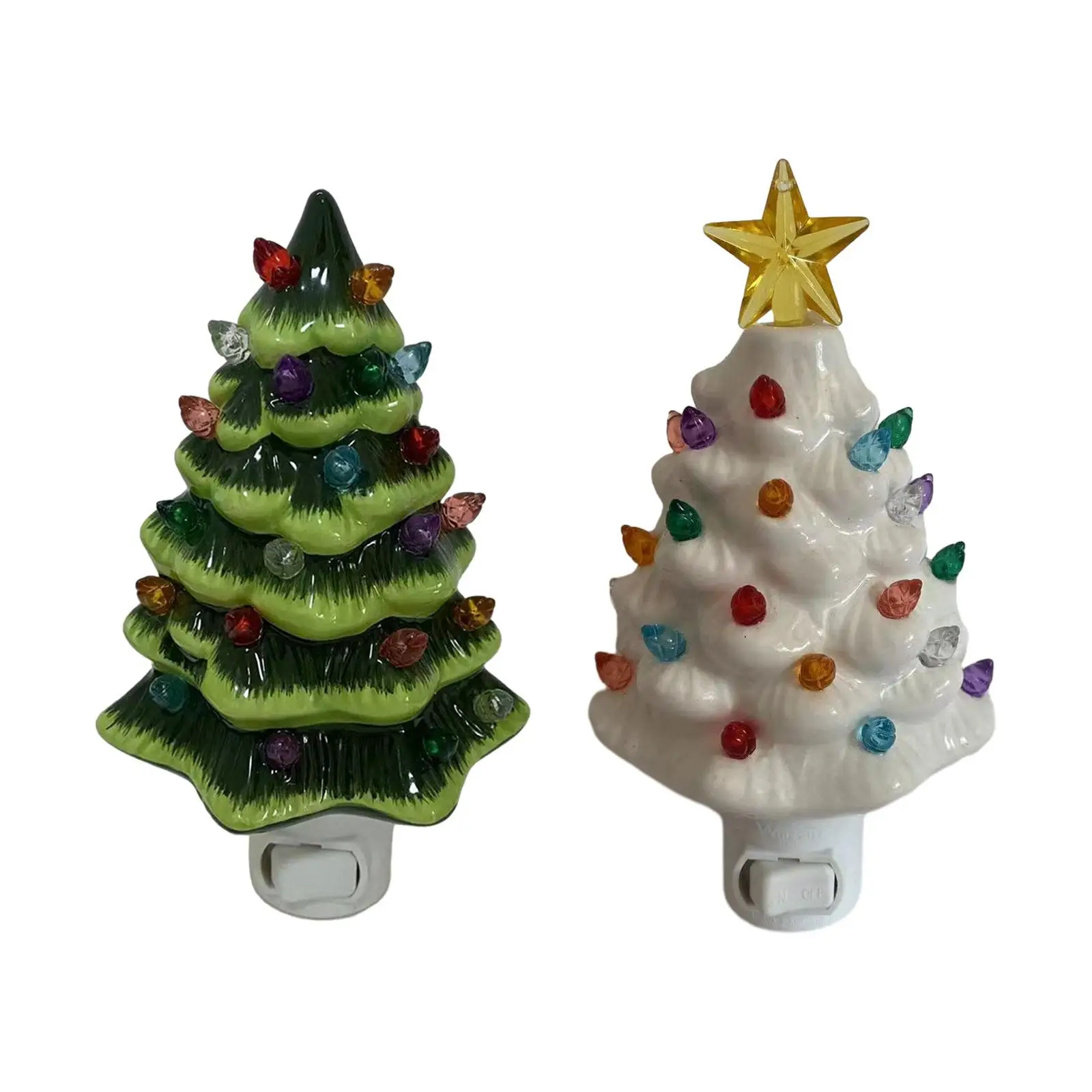 

2023 Christmas Tree Night Light Ceramic Mini Christmas Tree Decorative for Indoor Kitchen Office Bedside Table Home Decorations