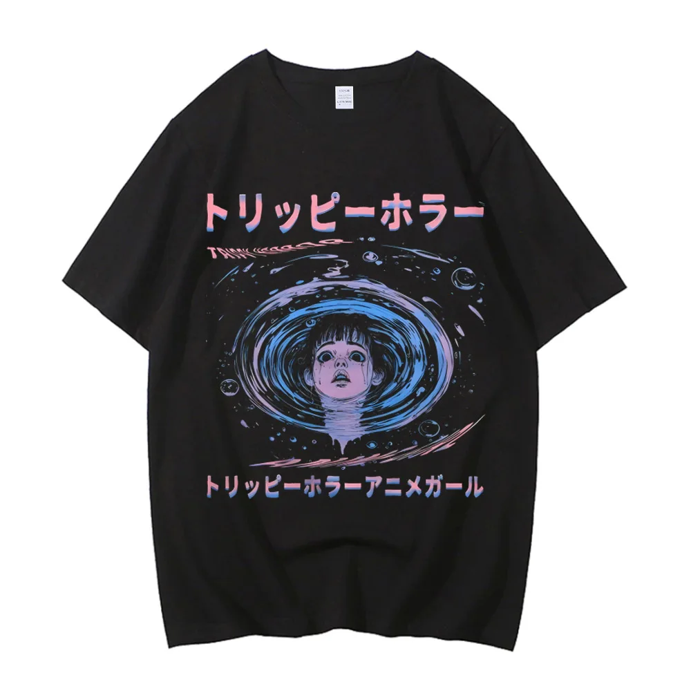 Junji Ito T Shirt Men Punk Hip Hop Tees High Quality Cotton Casual T-shirt Anime Graphic Tees Unisex Streetwear Male