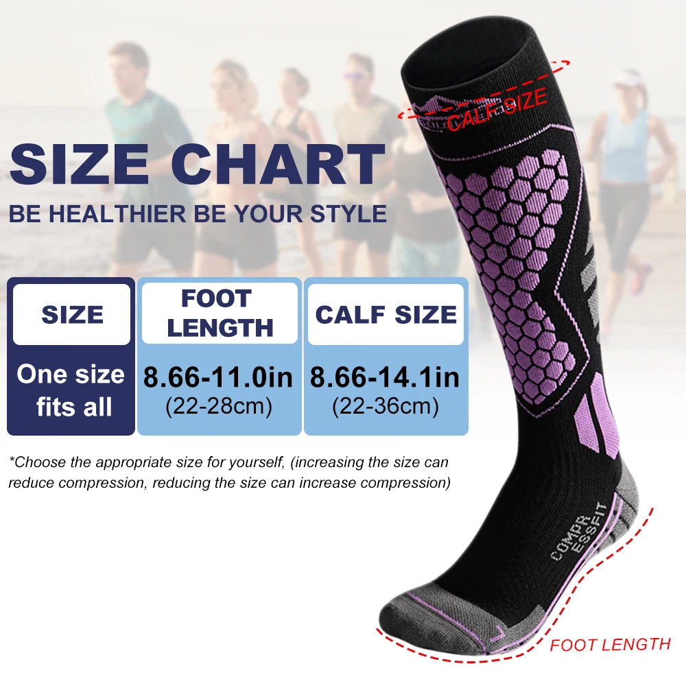 1 Pair Ski Socks Knee High Socks Breathable Thermal Wool Man's Women's Non-Slip Winter Sports Skiing Snowboard Cycling Socks