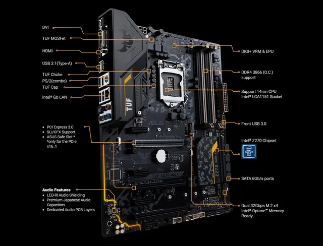 Z270 Chipset Map ASUS TUF Z270 Motherboard Support I3-6300 7300 I5