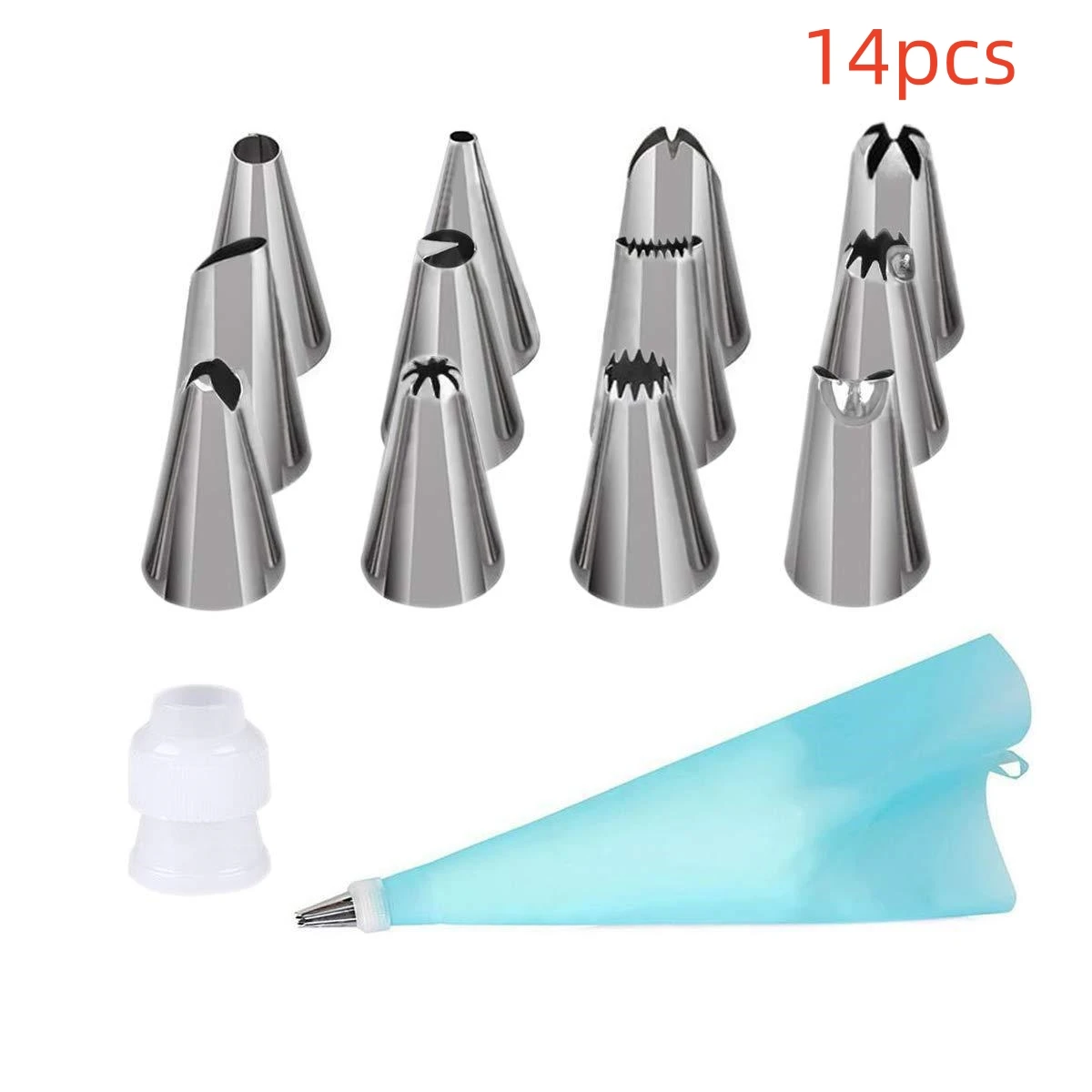50/15/14pcs DIY Cake Decorating Tips Set Kitchen Bakery Cream Nozzles Reusable Cake Icing Piping Bag Tools Accessories cake decorating tip set,cake icing nozzles,baking nozzle set,cake decorating nozzle set