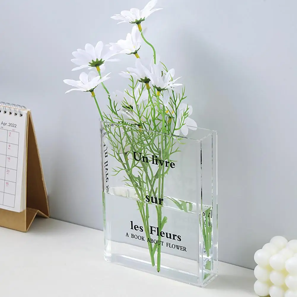 Water Planting Plants Vase Acrylic Book Vase for Water Planting Flowers Aesthetic Home Office Decoration Gift for Book Lovers 2