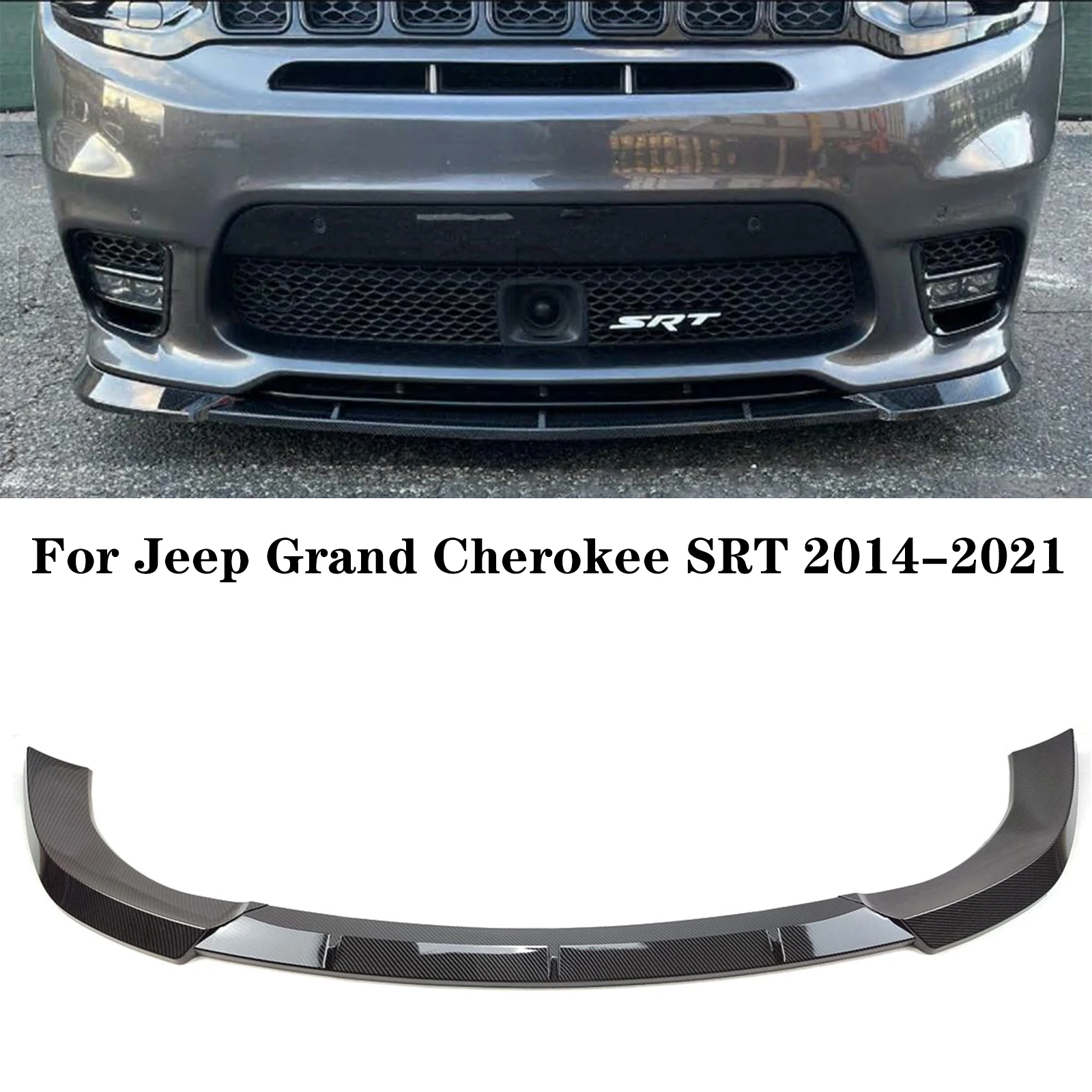 

Передний бампер для Jeep Grand Cherokee SRT 2017-2021, сплиттер для губ, диффузор, спойлер, корпус из углеродного волокна