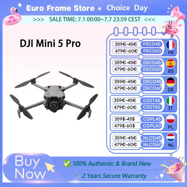 Drone DJI Mini 5 Pro ultra-léger et pliable avec caméra 1 pouce CMOS omnidirectionnel détection d'obstacles Active Mini 5 Pro 1
