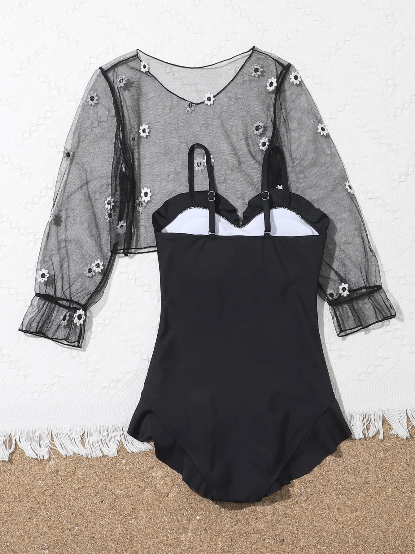 Children swimwear Swimsuit one piece Ruffle Trim One Piece Swimsuit & Cover Up Top Kids Swimwear Female Children's Bathers Bathing Swimming Swim Suit Beachwear