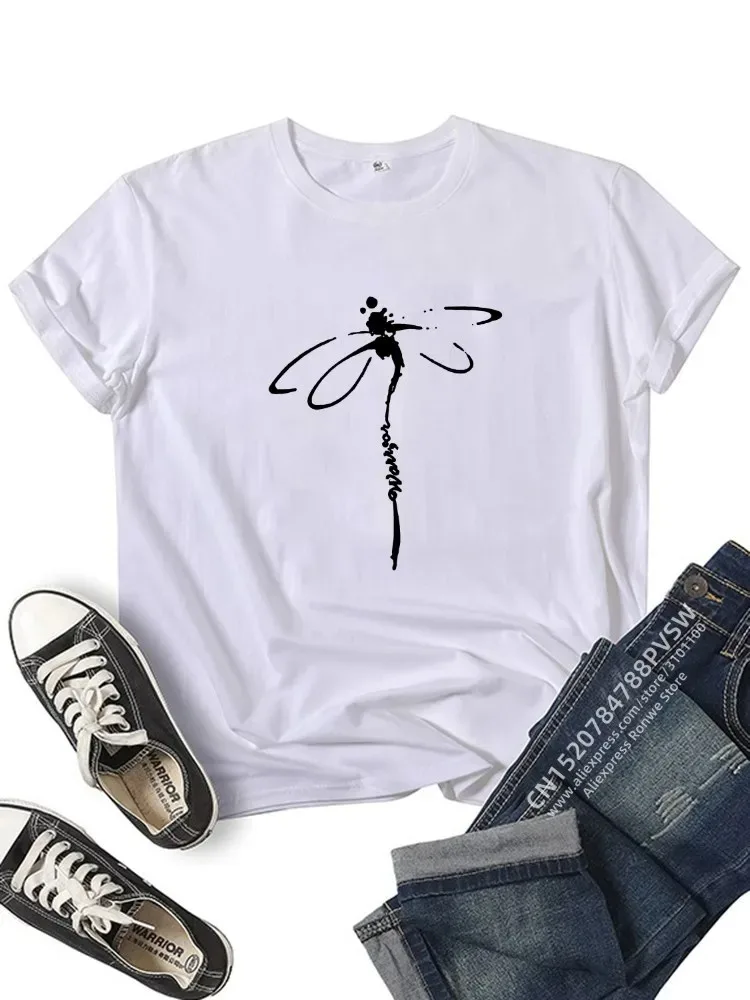 

2024 Extra Large Harajuku Women's Motif Libellile Dragonfly Fun Printed T-shirt Girl Daily Y2K Harajuku 90s T-shirt Top Women's