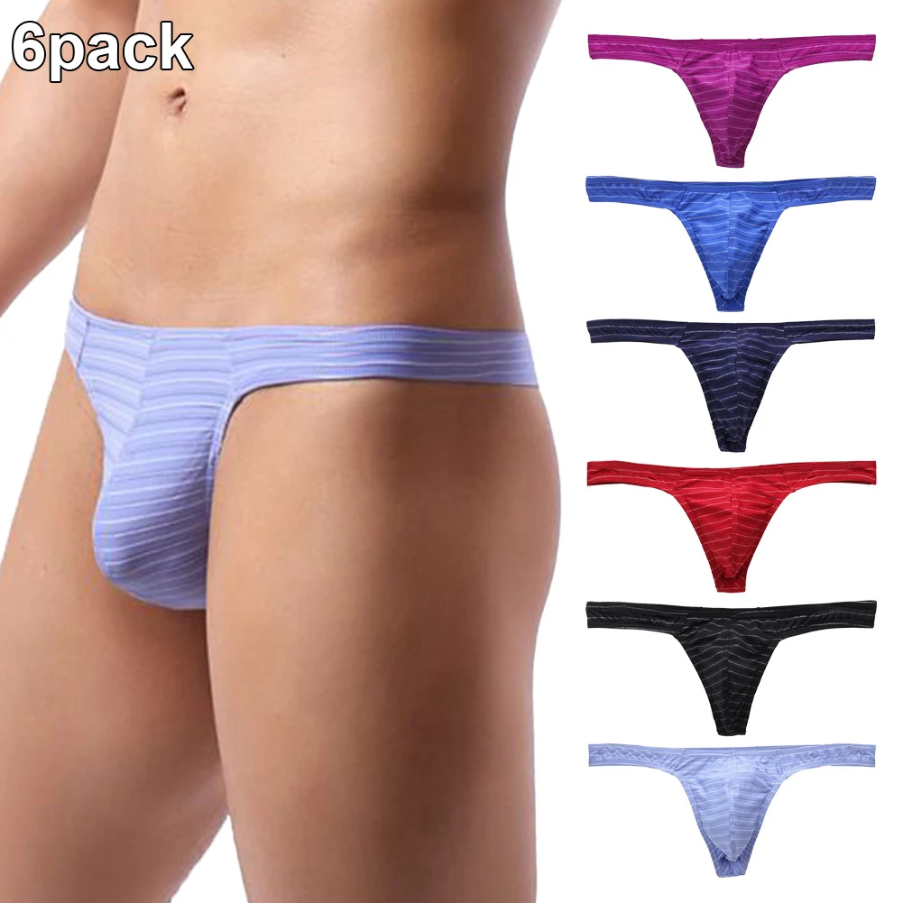 6 Pack Mens Thongs Bikini Men's Intimate Underwear G-strings Jockstrap Briefs Pouch Panties Sleep Bottoms Swimwear Beachwear