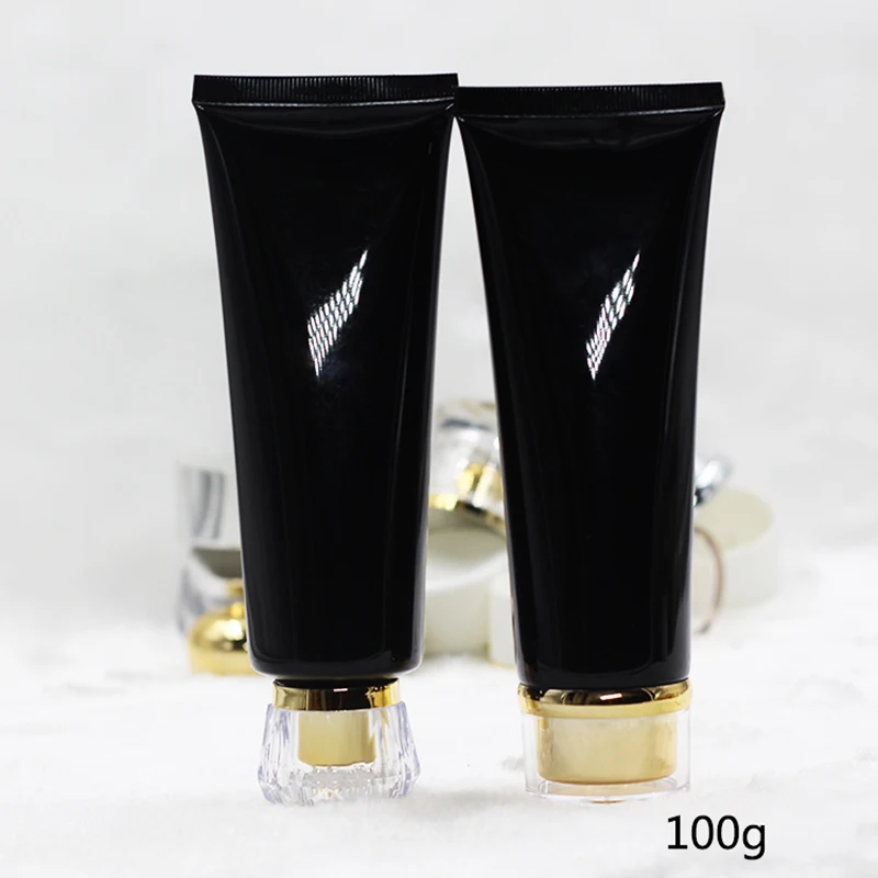 

20pcs 100g Empty Travel Plastic Lotion Portable Tube Rotated Cap Black Face Cosmetic Tube Hose Refillable Makeup Hand Cream