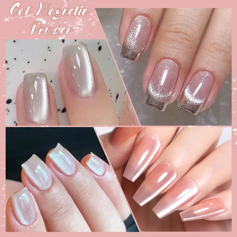 Nail Powder Nicole Diary Moonlight Cat Magnetic Nail Powder Silver Mirror Chrome Pigment Dust Metallic Effect for Nail Manicure Decorations