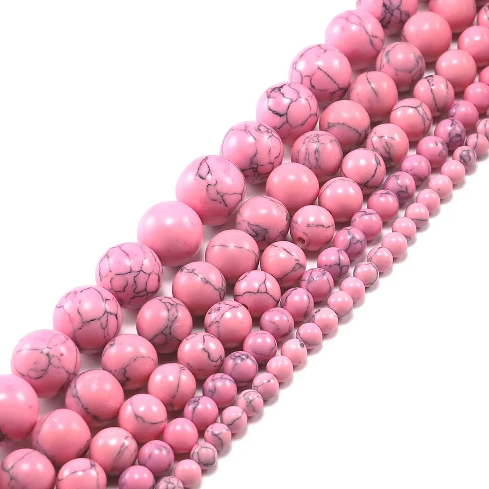

Charm Natural Stone Round Spacers Loose Beads for Jewelry Making 4-12mm Turquoise Ball DIY Women Bracelest Necklace 5 Colors