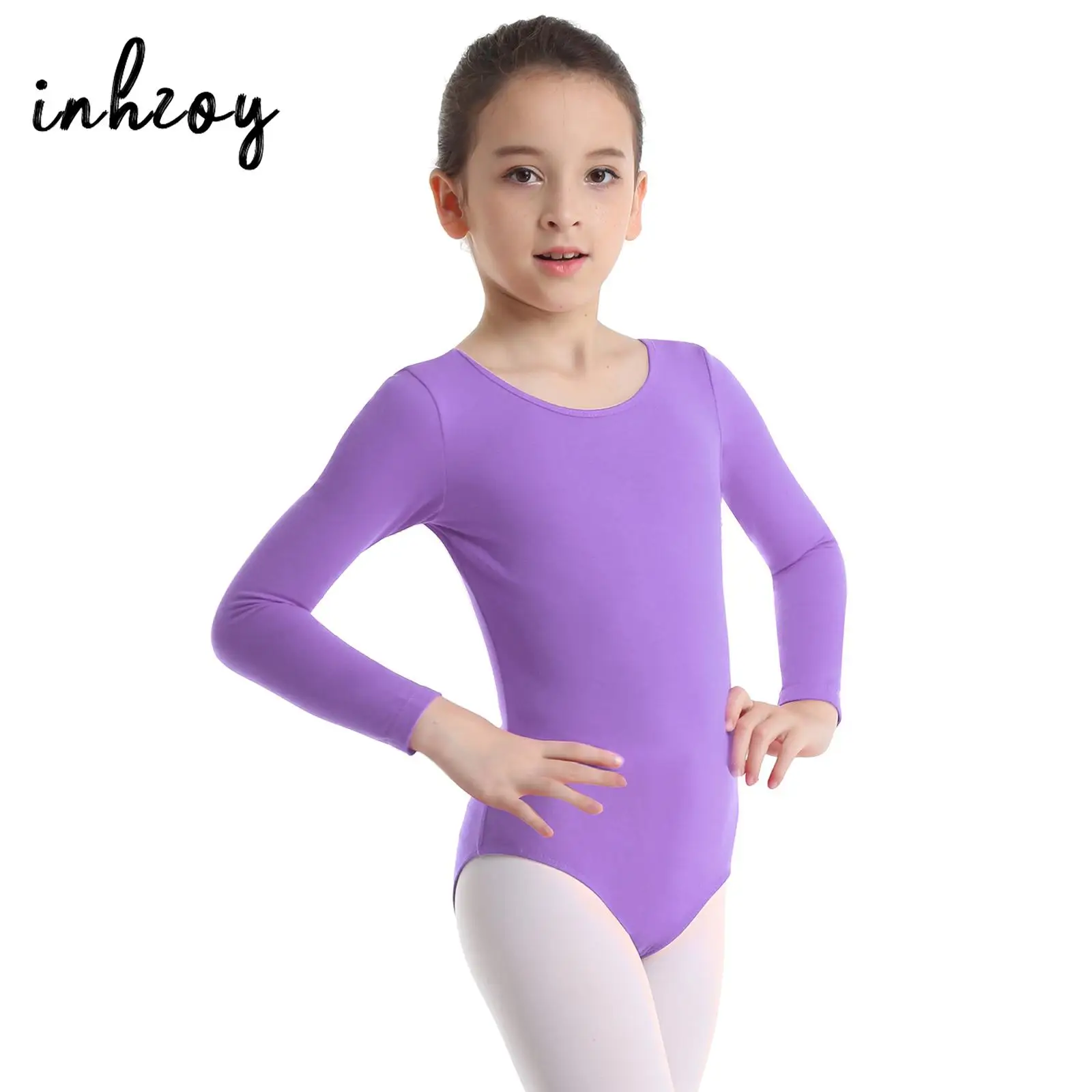 

Kids Girls Solid Color Long Sleeve Ballet Leotard Unitard Basic Gymnastic Dance Training Bodysuit Clothes Ballroom Practice Wear