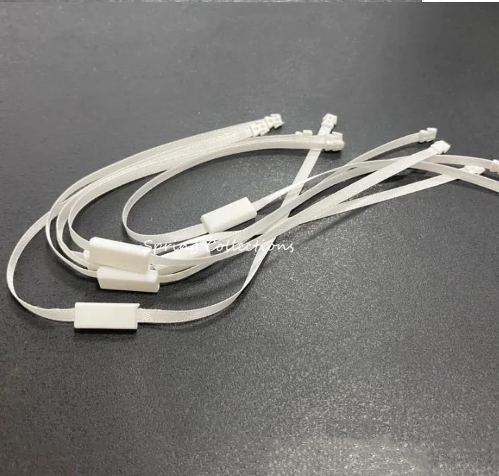 Description Picture 5 of item200pcs Double Plug Ribbon Tag Seal Garment Tags Hang String plastic Snap Lock Pin Loop Fastener Hook Ties Accessories L=25cm