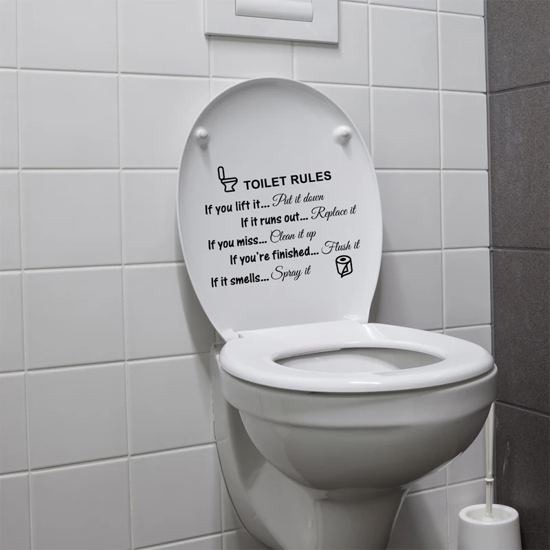 Toilet Rules Toilet Stickers Bathroom Bathroom Removable Home Decor Wall Stickers Home Decor Letter