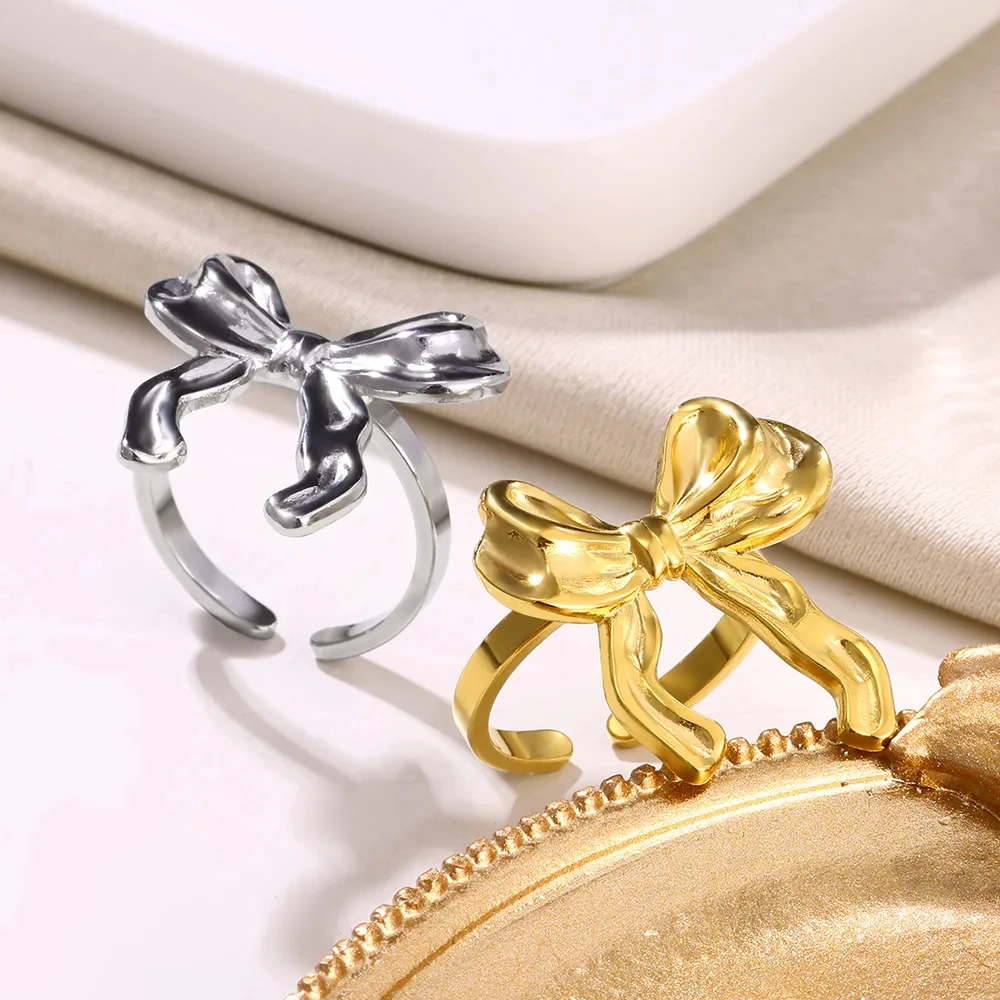 Bow Stainless Steel Adjustable Jewelry Womens Gifts