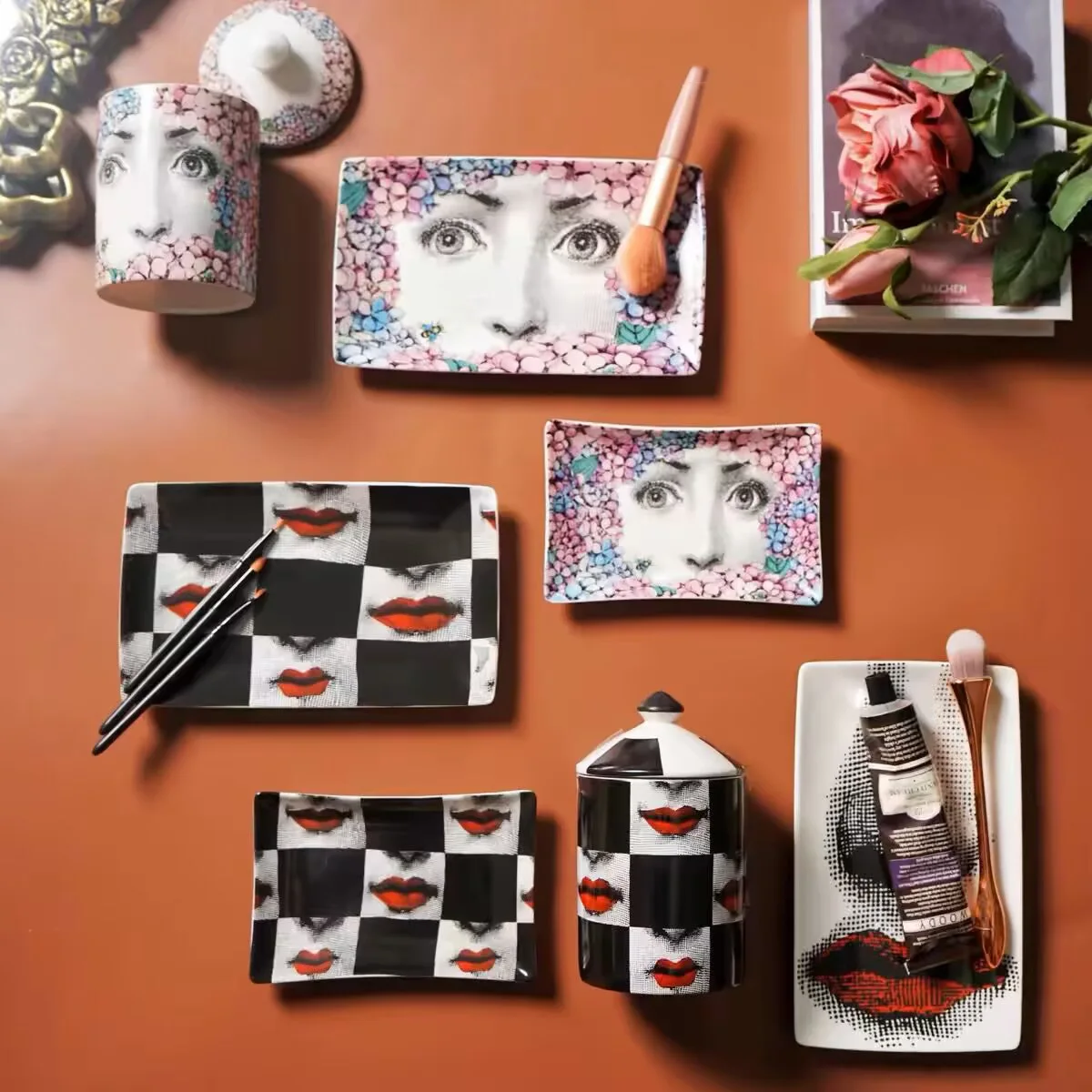 Hand-Painted Ceramic Jewelry Tray Artistic Design for Rings Earrings & Accessories Elegant Home Decor ceramic jewelry tray