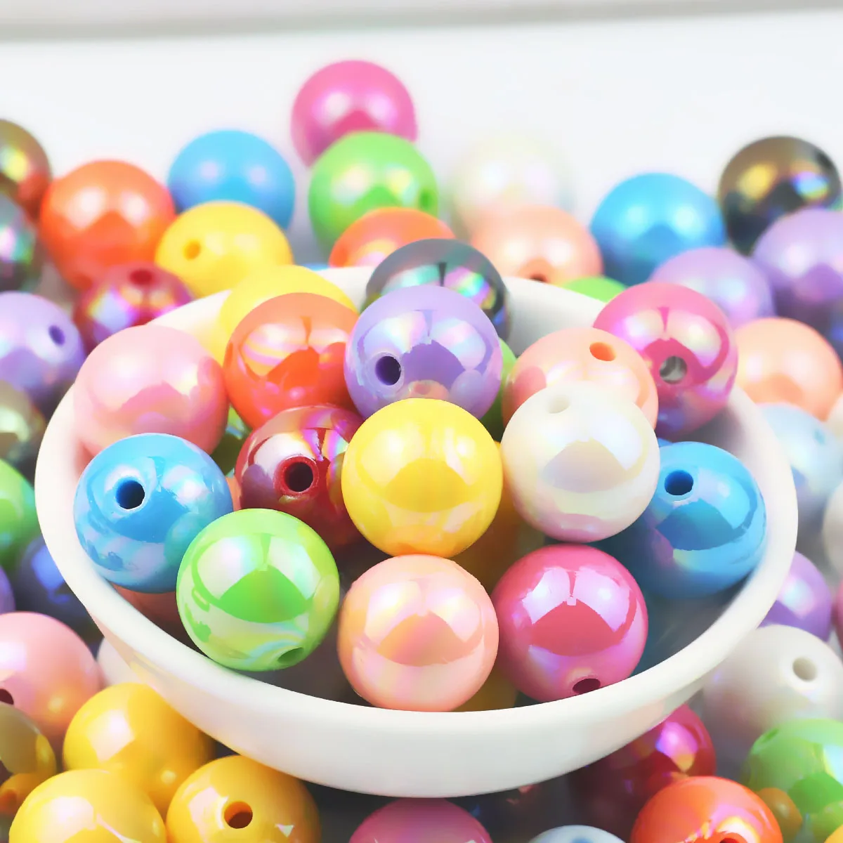 Vibrant 16mm Round UV Glitter Acrylic Beads for DIY Jewelry and Accessories