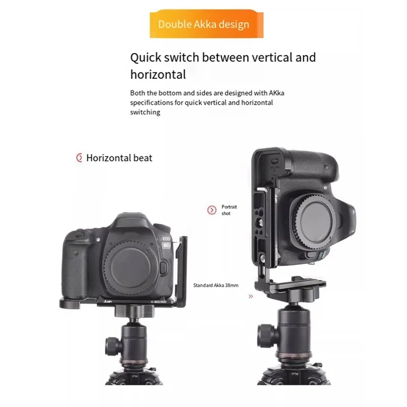 A08E-Jlwin Canon 70D 80D 90D 카메라 삼각대 용 수직 퀵 릴리스 플레이트 L 플레이트 조정 가능한 수직 퀵 릴리스 플레이트