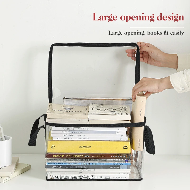 학생 도서 보관 가방 S/M/L 투명 컬렉션 컨테이너 도서 의류 스낵 주최자 주머니 방진 접이식 책 상자