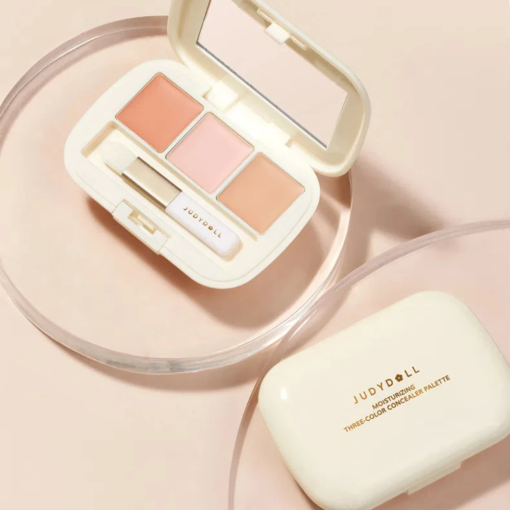 Judydoll Moisturizing Three-Color Concealer Palette High Coverage Long-Lasting Natural Waterproof Sweatproof Makeup Cosmetics_voghion.com