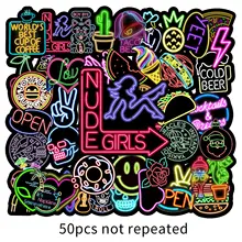 

10/30/50/100PCS Cartoon Neon Light Graffiti Stickers Laptop Luggage Motorcycle Phone Cool Waterproof Decals Toy Sticker For Kids