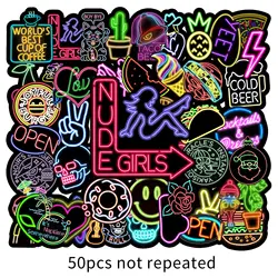 Lot de 10, 30, 50 ou 100 pièces d'autocollants de Graffiti néon, dessin animé, pour ordinateur portable, bagages, moto, téléphone, Cool, étanche, jouet autocollant pour enfants 