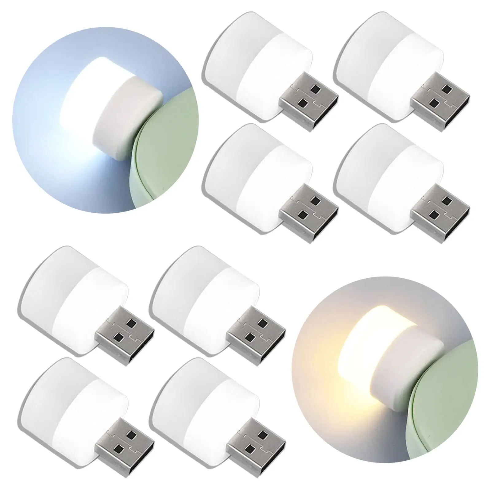 

USB Night Light Mini LED Night Light USB Plug Lamp Power Bank Charging USB Book Lights Small Round Reading Eye Protection Lamps