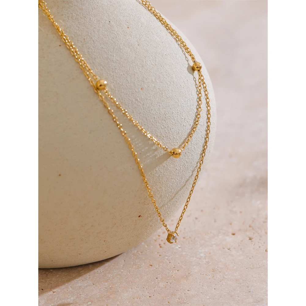 Yhpup Necklace Double Layer Chain for Women